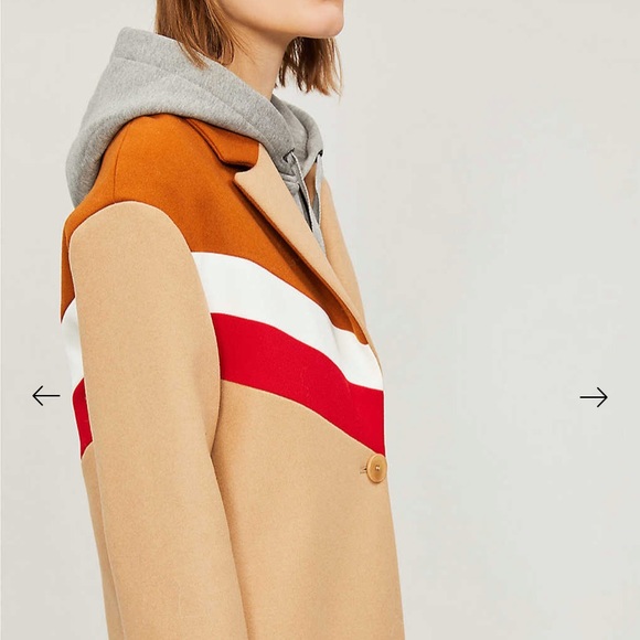 🔥Maje  Gorel Contrast-panel Wool And Cashmere-blend Coat size 36 or 4-6 US👍 - Picture 2 of 10